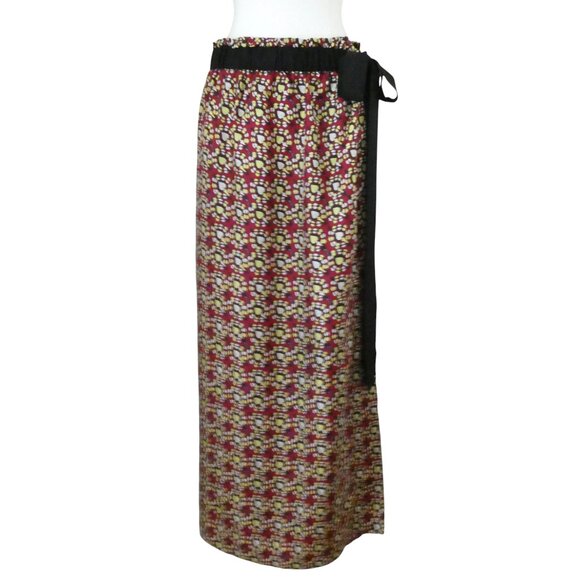RAQUEL ALLEGRA printed silk wrap maxi skirt sz 2 L - Picture 1 of 8